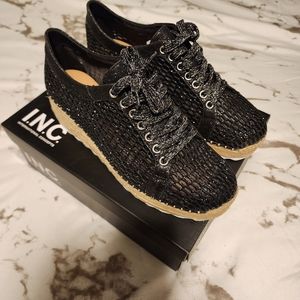 INC International Concepts Asina Black Mesh Sneakers Espadrilles Sz 10